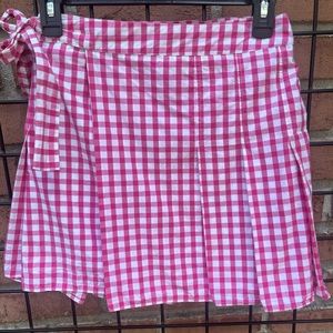 Burberry Pleated Wrap Skirt Pink and White Size 6